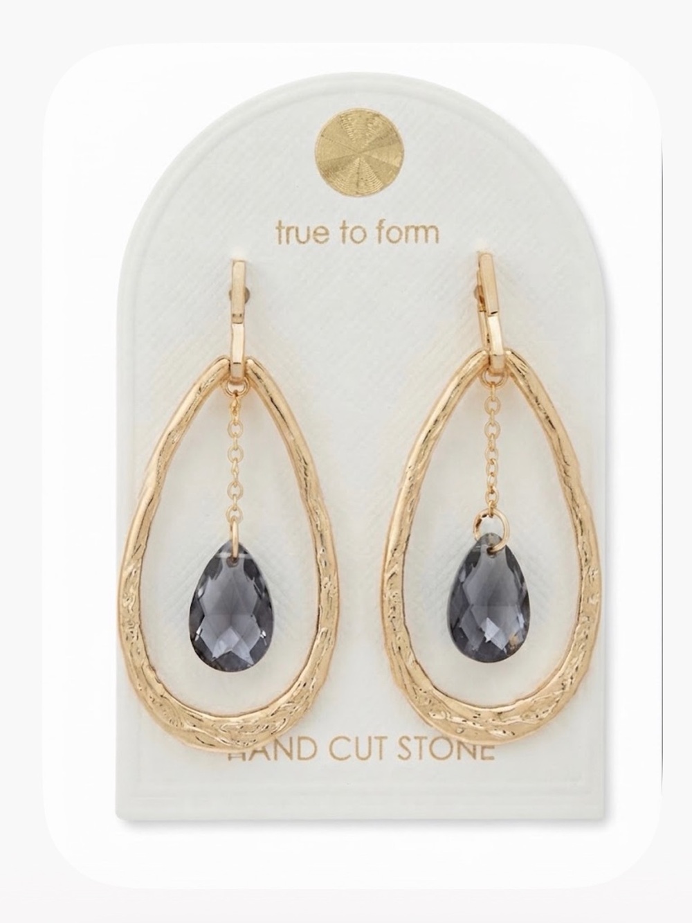 NWT ⚜️🩶⚜️ True to Form Hand Cut Stone Dangle Earrings